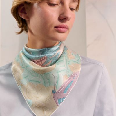 【希少】 HERMES エルメス ストール スカーフ ブルー シルク HERMES エルメス ミニ ロザンジュ ロサンジュ ひし形 ストール